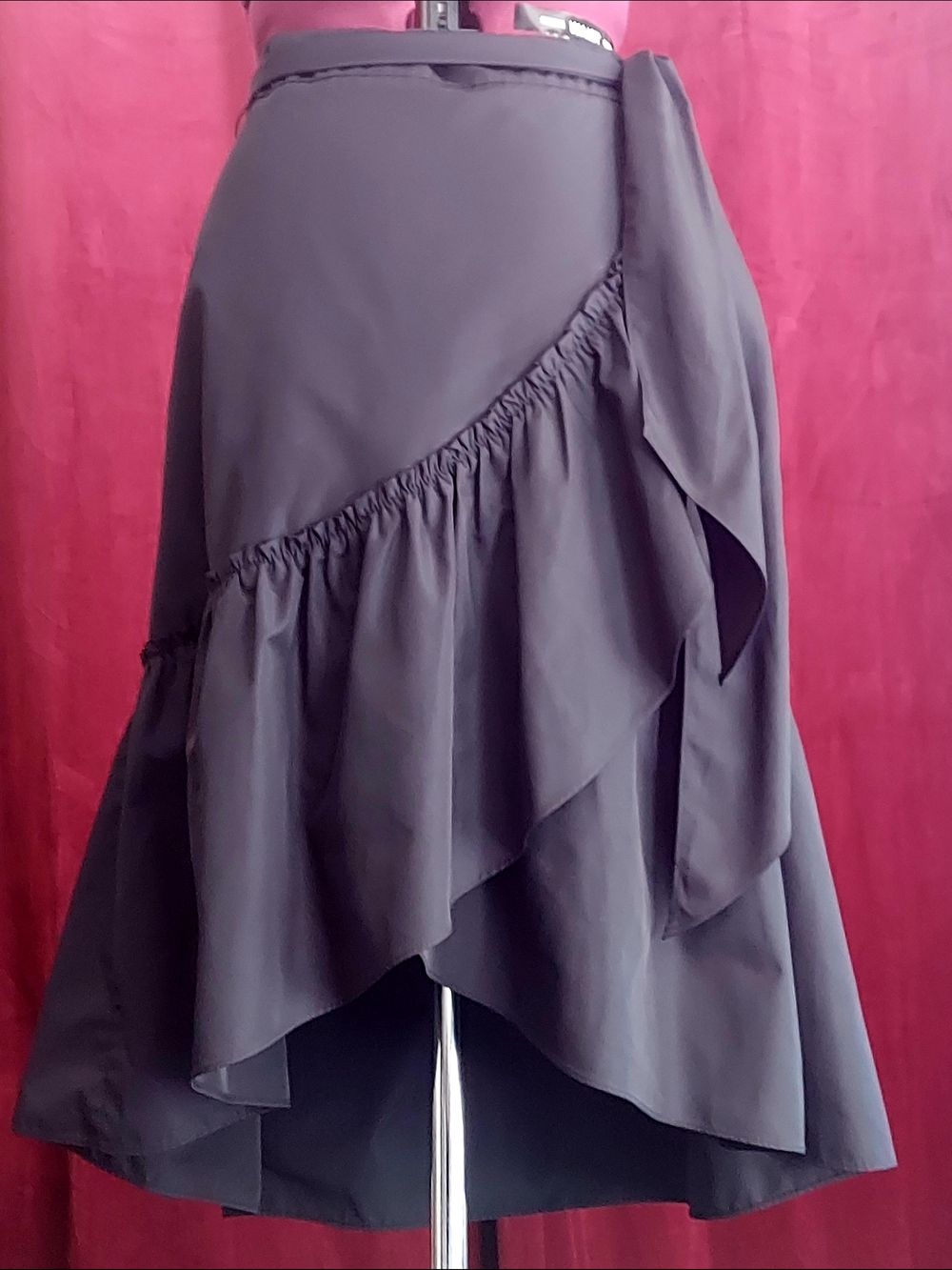 Loft Black Faux Wrap High-Low Skirt With Sash Belt - Sz. 4